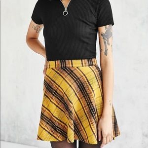 Mustard Yellow Plaid Skirt
